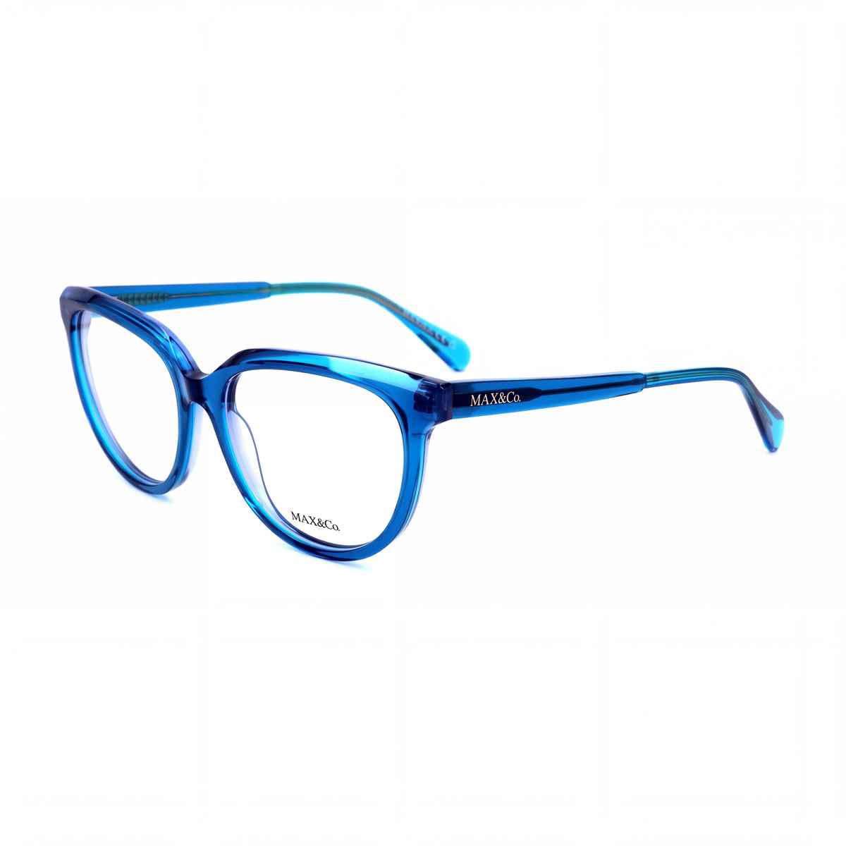 Max&Co. Casual Women's Blue Acetate Frame Transparent Lens Eyewear 53mm Lens Width, 16mm Bridge, 140mm Temple Length, Photo 1