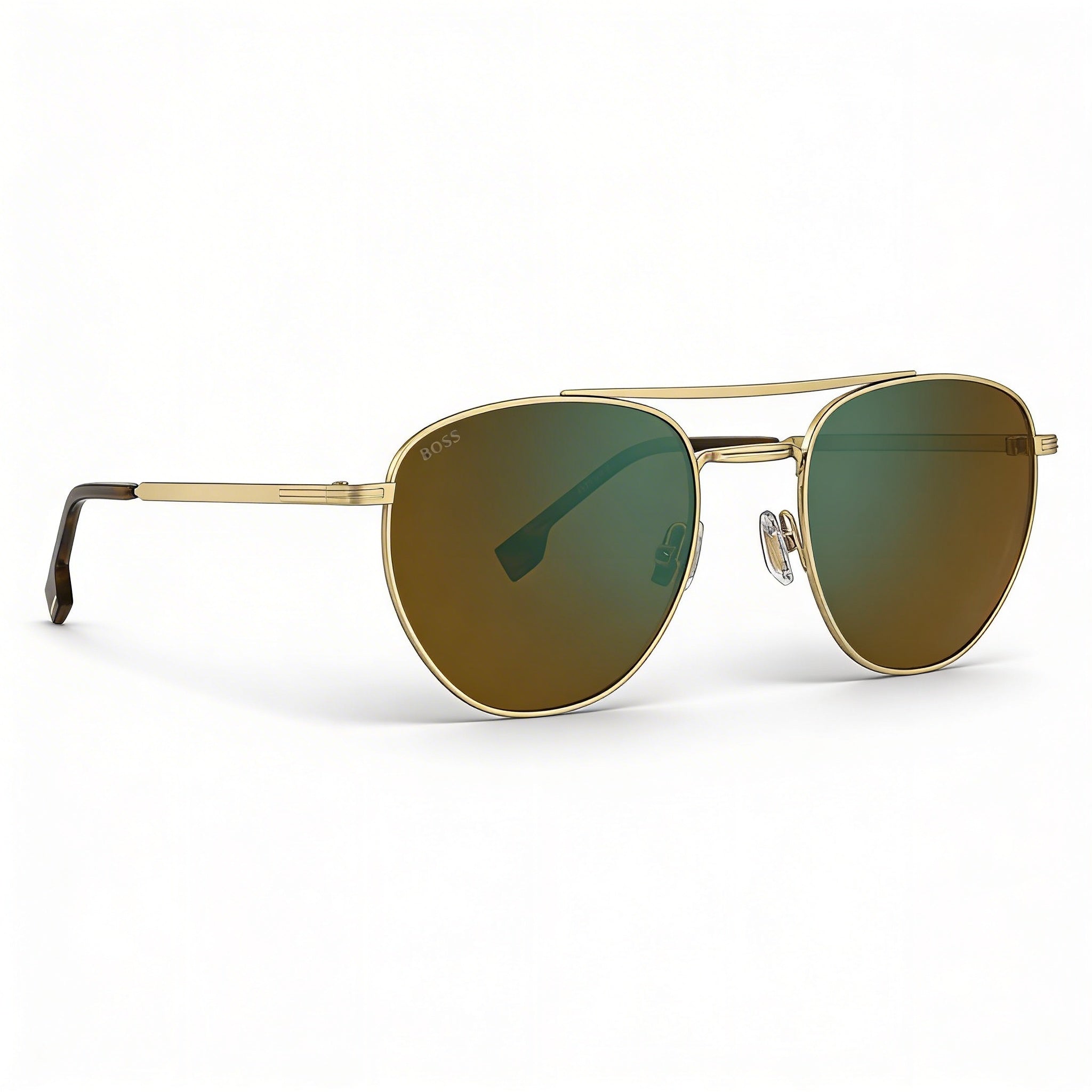 Hugo Boss Modern Women's Stainless Steel Black Gold Sunglasses with Green Lenses, 100% UV Protection, 53mm, Photo 2