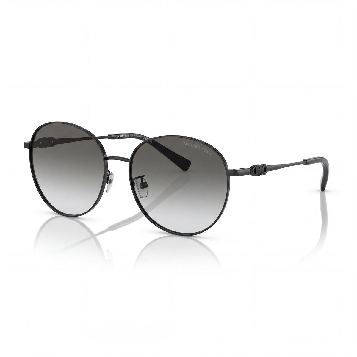 Michael Kors 0MK111910058E57 Women's Round Metal Black Grey Gradient Frame Gradient Grey Lens UV Protected Sunglasses 57mm, Photo 1