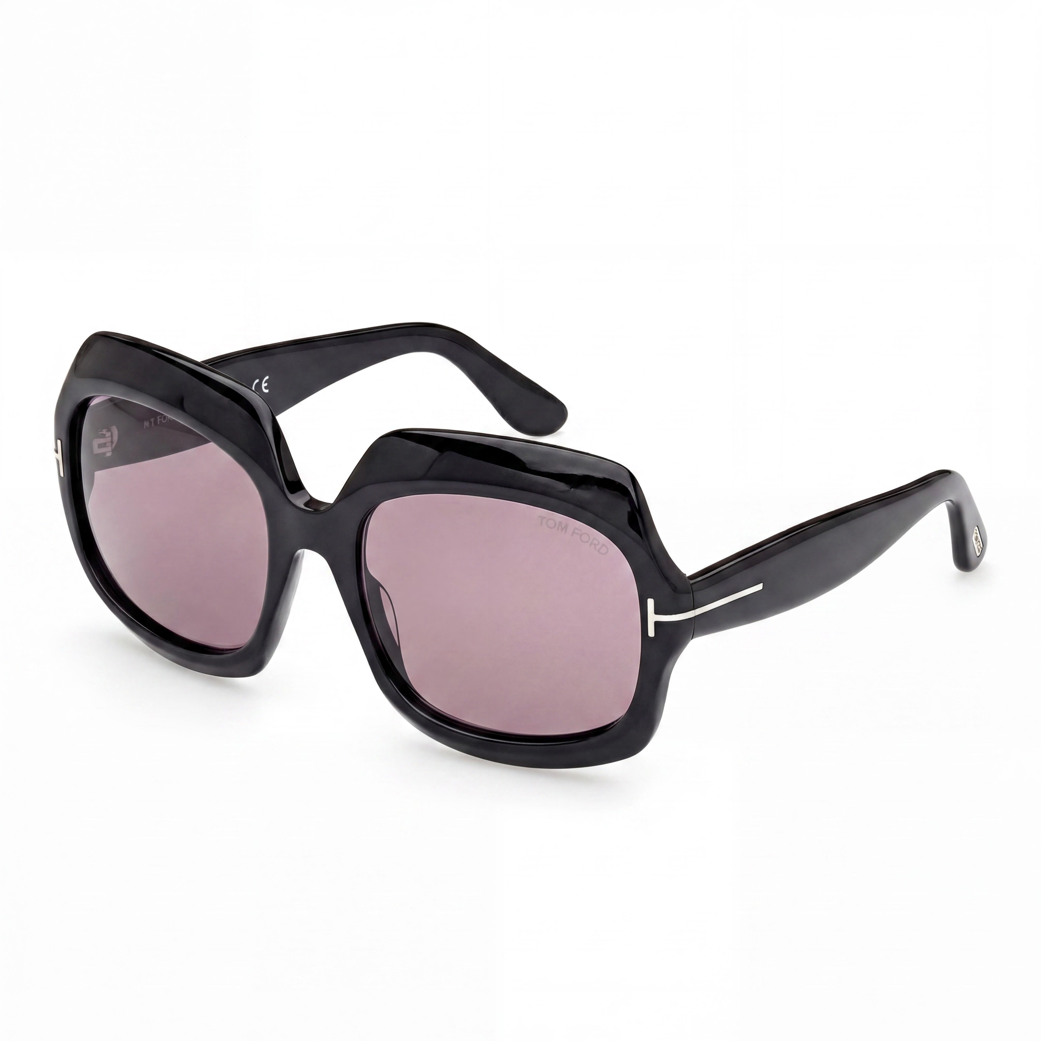 Tom Ford REN FT1155 Unisex Shiny Black Acetate Black Smoke Purple Non-Polarized UV Protection Sunglasses 60mm, Photo 1