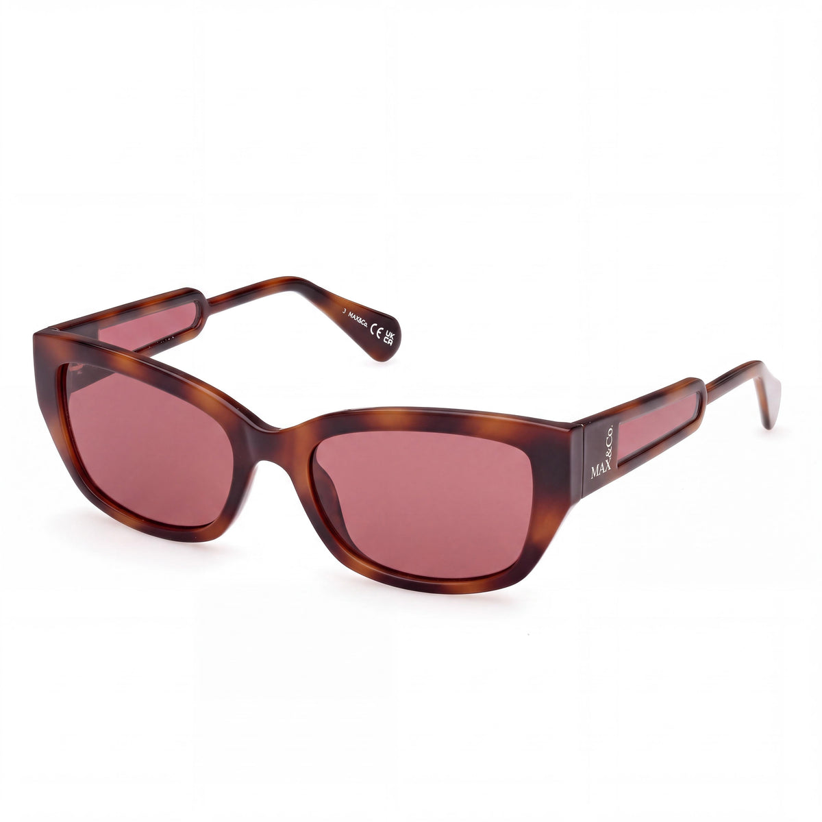 Max & Co. Gafas de sol de mujer con montura inyectada, negro brillante, lentes rojas, protección UV, 54 mm, Photo 1