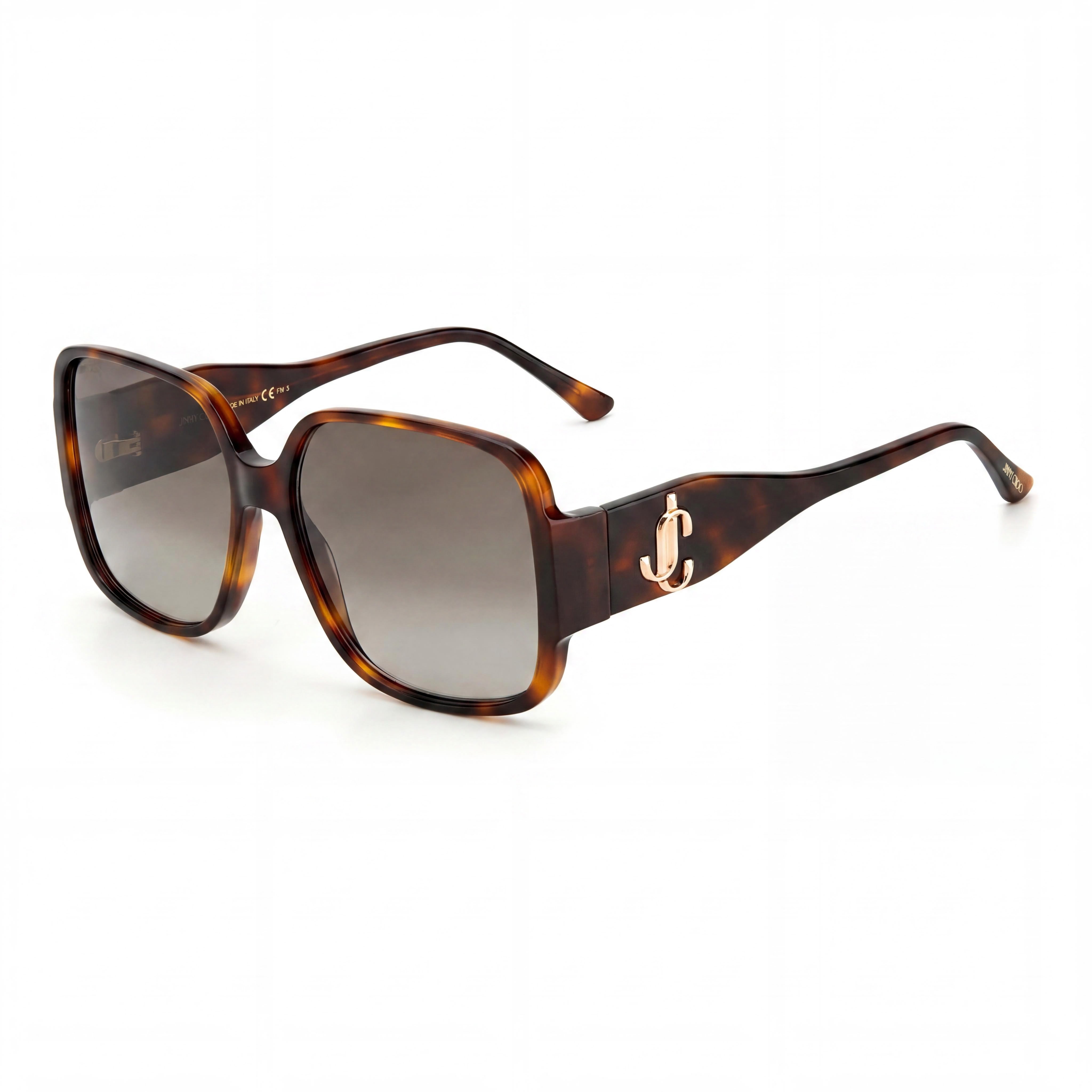 Jimmy Choo Tara/S - Gafas de sol cuadradas de acetato Havana para mujer con lentes marrones degradadas, 100 % protección UV, sin polarizar, 59 mm, Photo 1