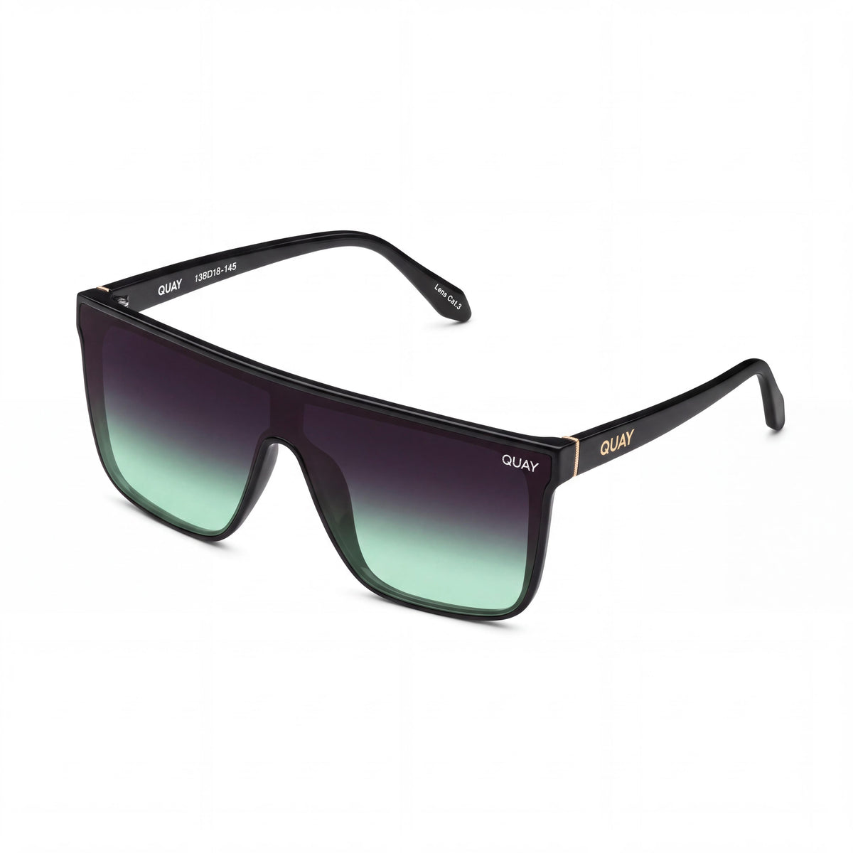 QUAY AUSTRALIA Nightfall Women's Injection Frame Sunglasses Black Fade Mint 100% UV Protection 141mm, Photo 1