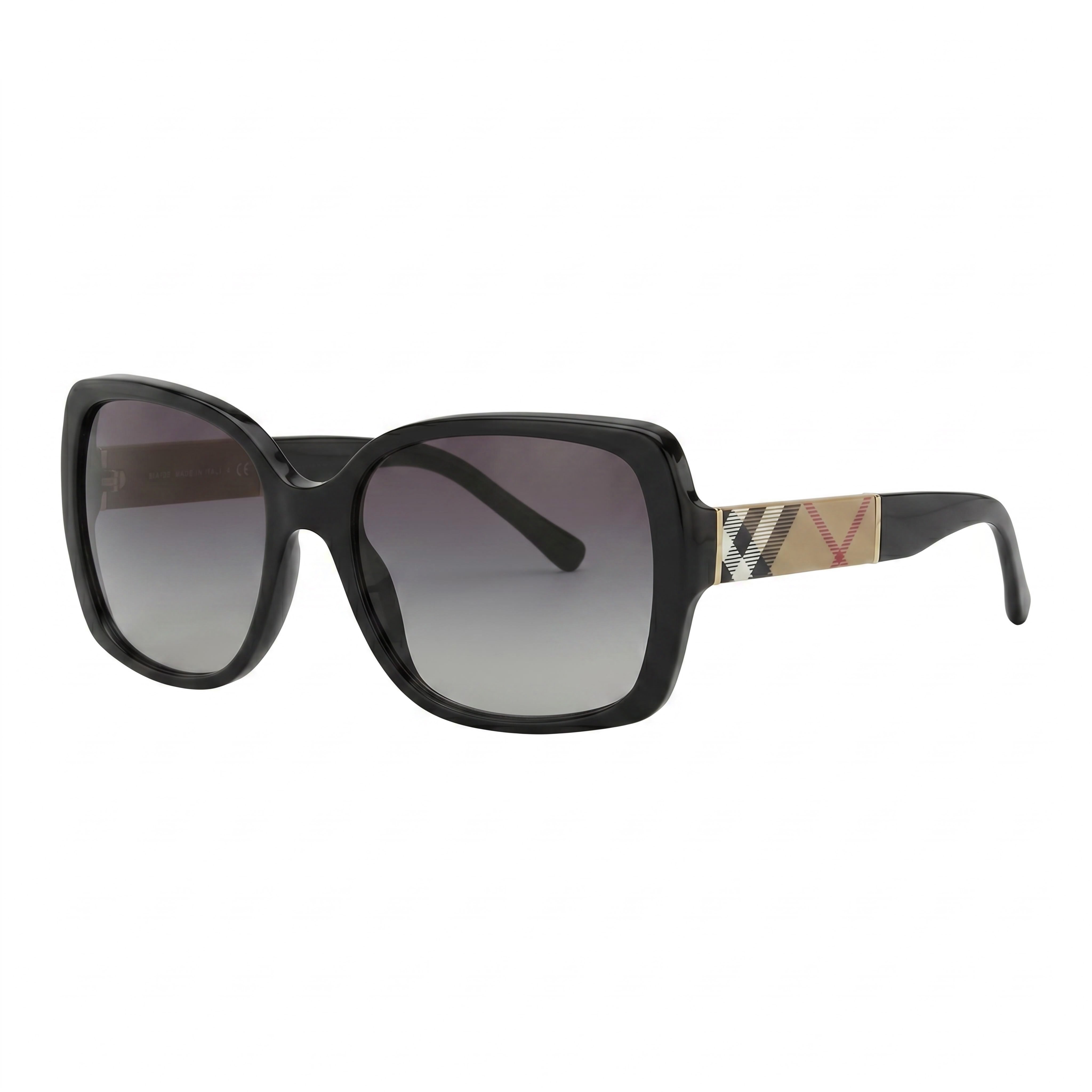 Gafas de sol Burberry BE4160 de mujer, de acetato negro, ligeras, resistentes a los arañazos, con protección UV y lentes grises degradadas de 58mm, Photo 1