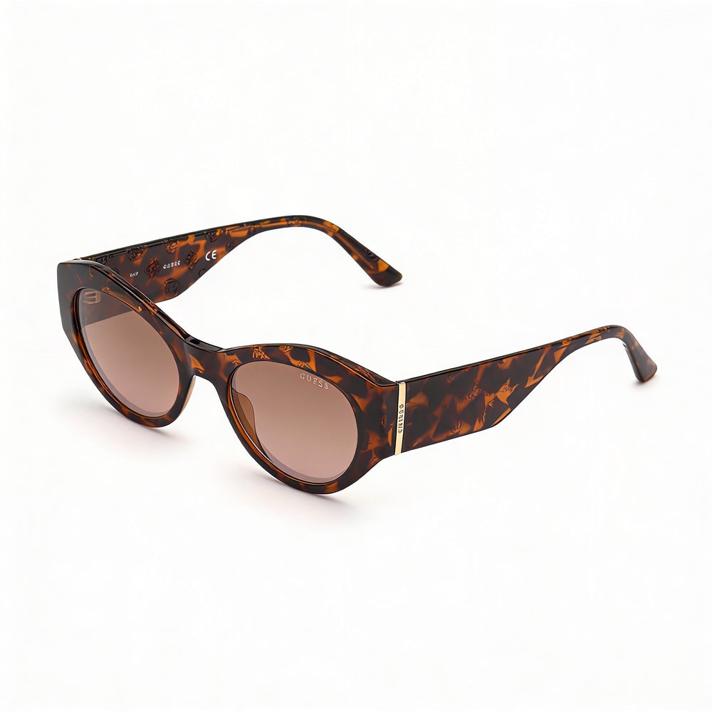Guess GU772852G52 Women's Oval Dark Havana Gradient Brown Plastic Brown Mirrored Non-Polarized UV Protection 52mm