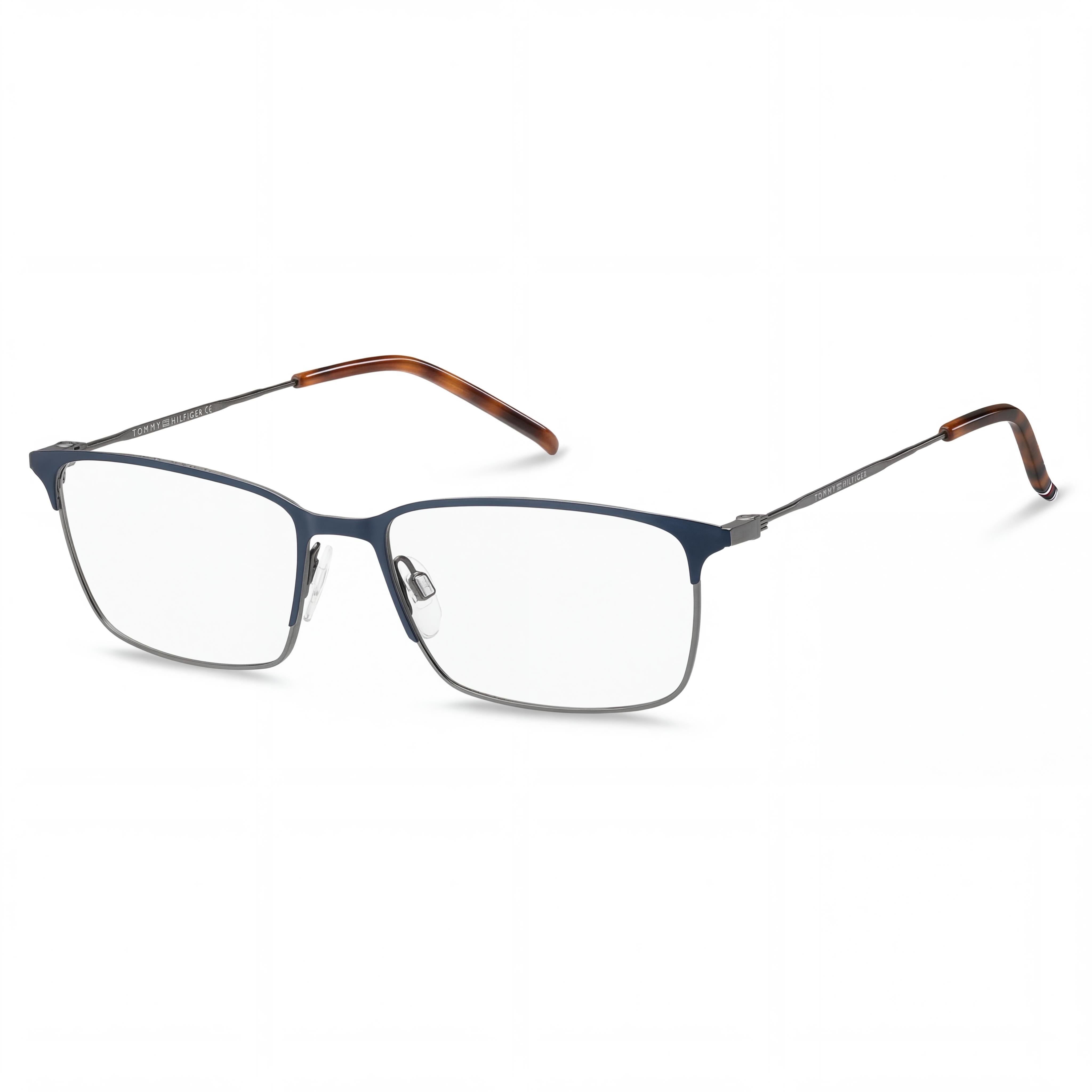 Gafas Tommy Hilfiger Modern para hombre, de metal, sin montura, azul mate, rutenio oscuro, 57-17-145, Photo 1