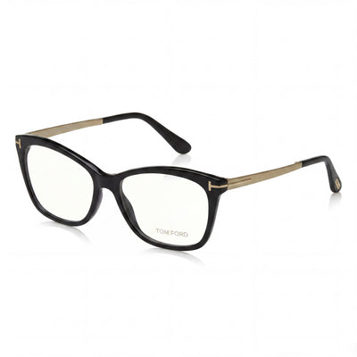 Gafas Tom Ford para mujer, de plástico negro con montura completa, lente transparente, 54 mm de ancho de lente, 15 mm de puente, 140 mm de longitud de patilla