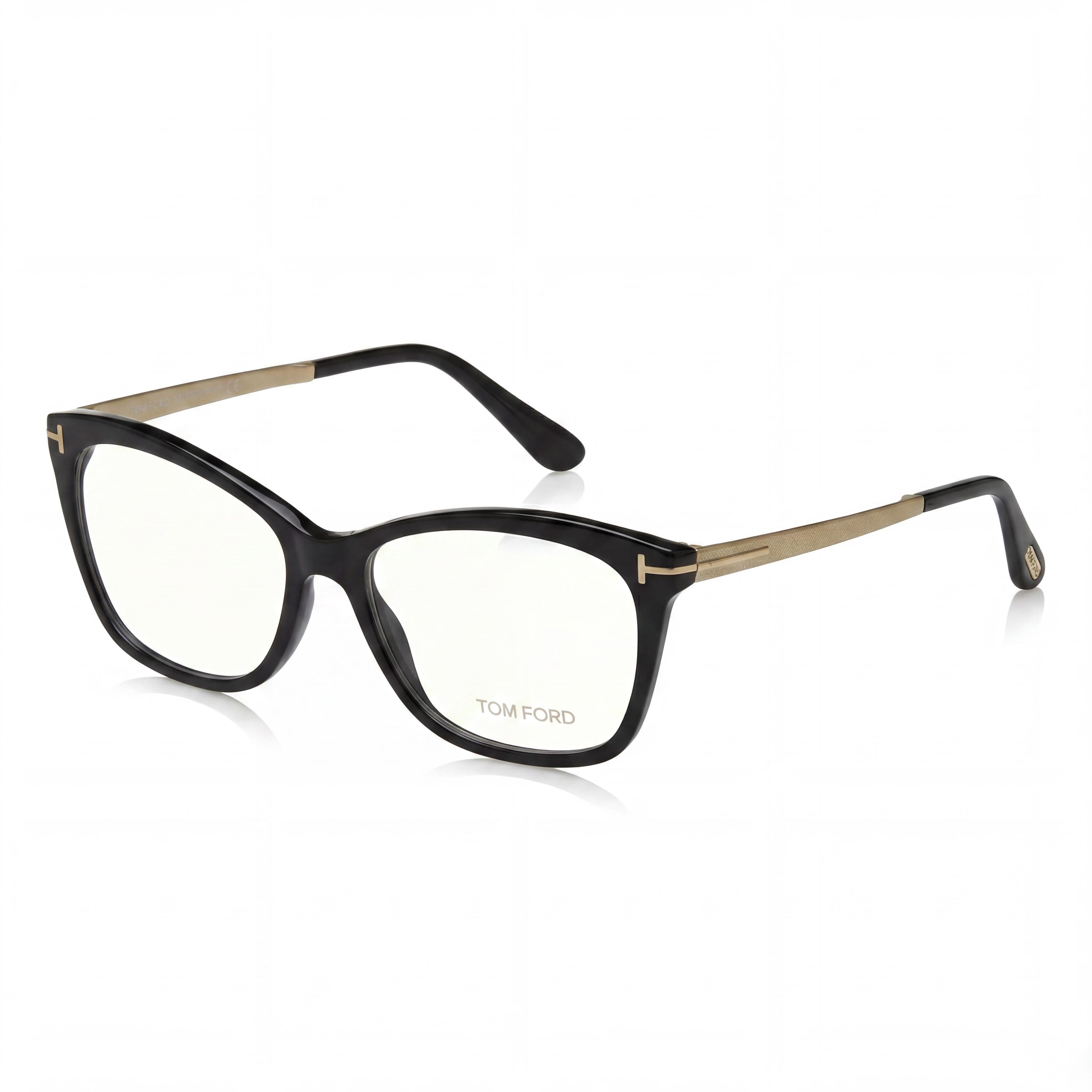 Gafas Tom Ford para mujer, de plástico negro con montura completa, lente transparente, 54 mm de ancho de lente, 15 mm de puente, 140 mm de longitud de patilla, Photo 1