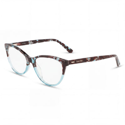 Gafas de vista unisex Calvin Klein Ck21519 Cat Eye con montura de plástico en azul habana transparente, 53 mm