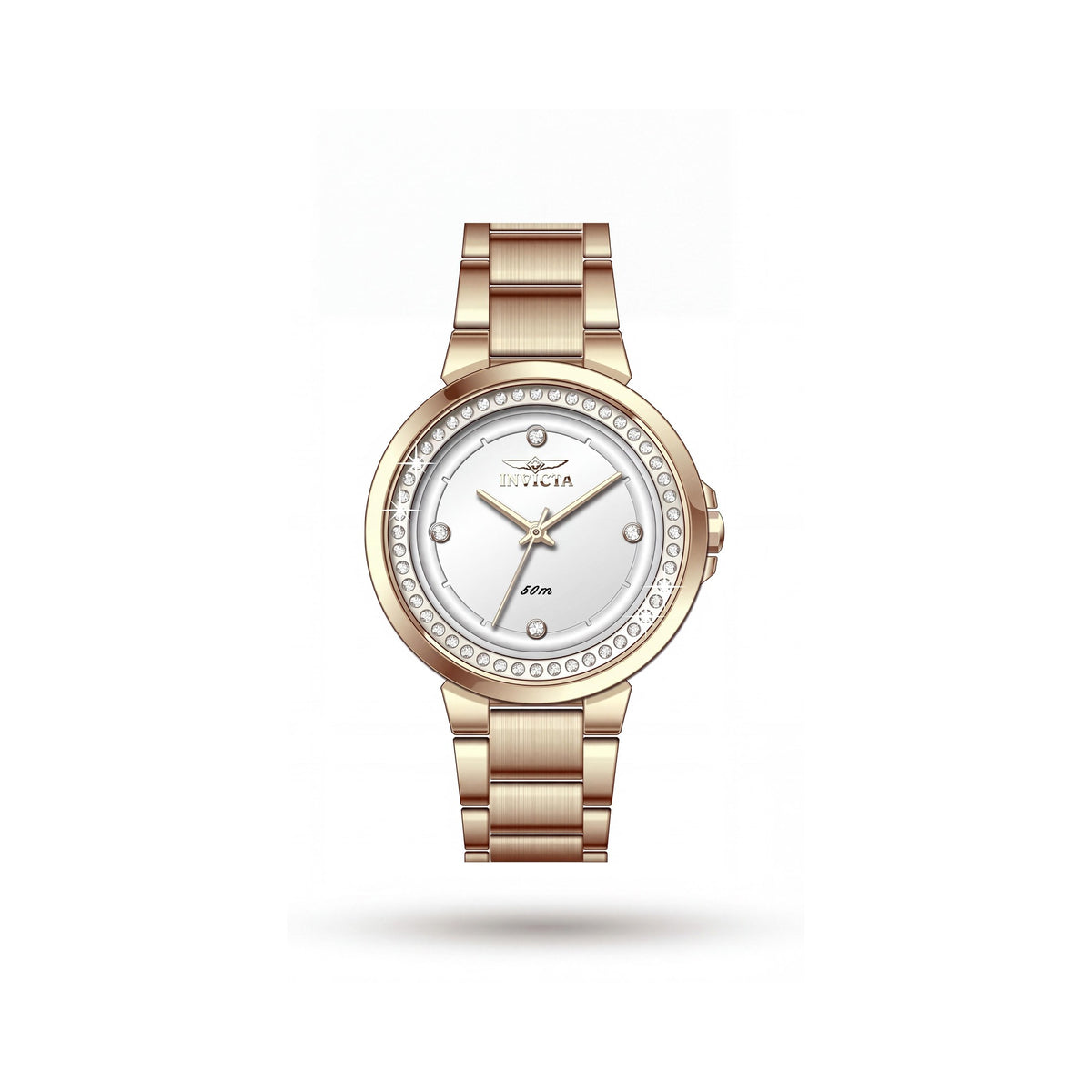 Reloj Invicta Angel 50166 de cuarzo para mujer, esfera plateada, caja de acero inoxidable tono dorado de 33 mm, resistente al agua hasta 50 m, Photo 1