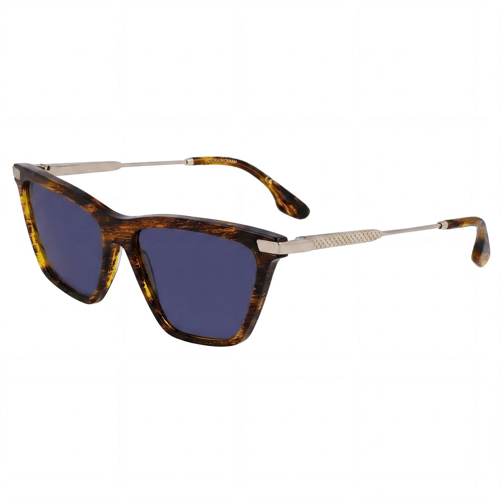 Gafas de sol Victoria Beckham con montura moderna de acetato y lentes de policarbonato para mujer, color cuerno translúcido, 57 mm