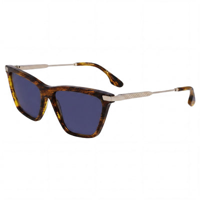 Victoria Beckham Modern Acetate Frame Polycarbonate Lenses Women's Sunglasses Translucent Horn 57mm