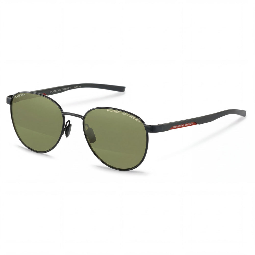 Gafas de sol unisex Porsche Design P8945, informales, de acero inoxidable, no polarizadas, montura negra, verde y roja, lentes verdes, 54 mm