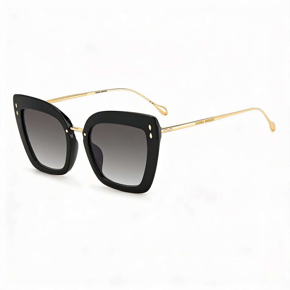 Isabel Marant Modern Women's Rectangular Polyamide Black Gold Non-Polarized UV 400 Sunglasses 53mm