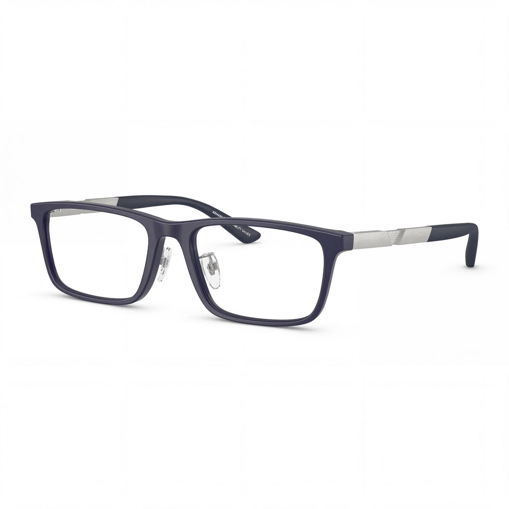 Emporio Armani Ea3251d Model Rectangular Matte Dark Blue Plastic Frame Eyeglasses for Men 55mm Lens Width