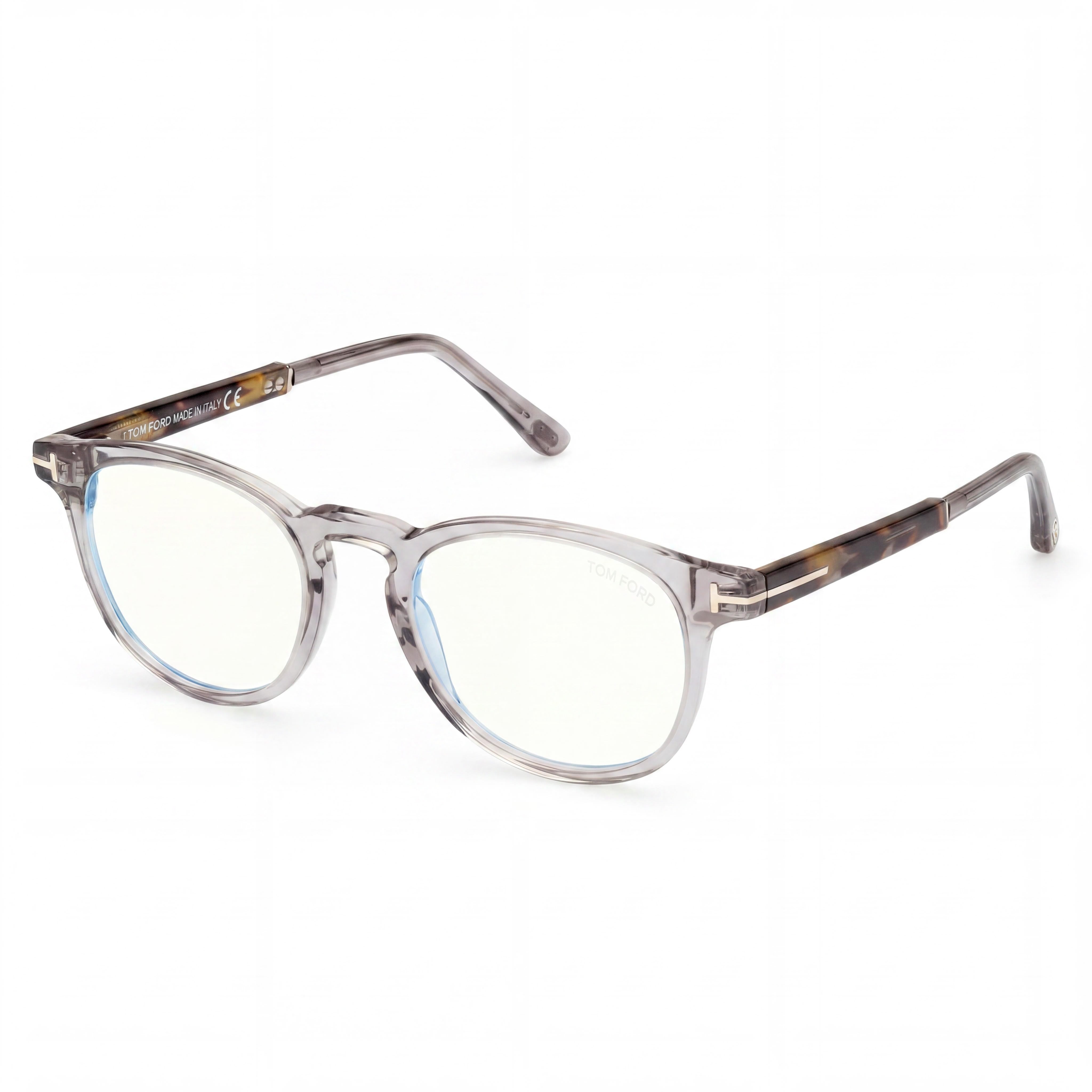 Tom Ford Eyeglasses for Men – Prescription Ready Optical Frames in Transparent Smoke Grey and Palladium, Photo 1