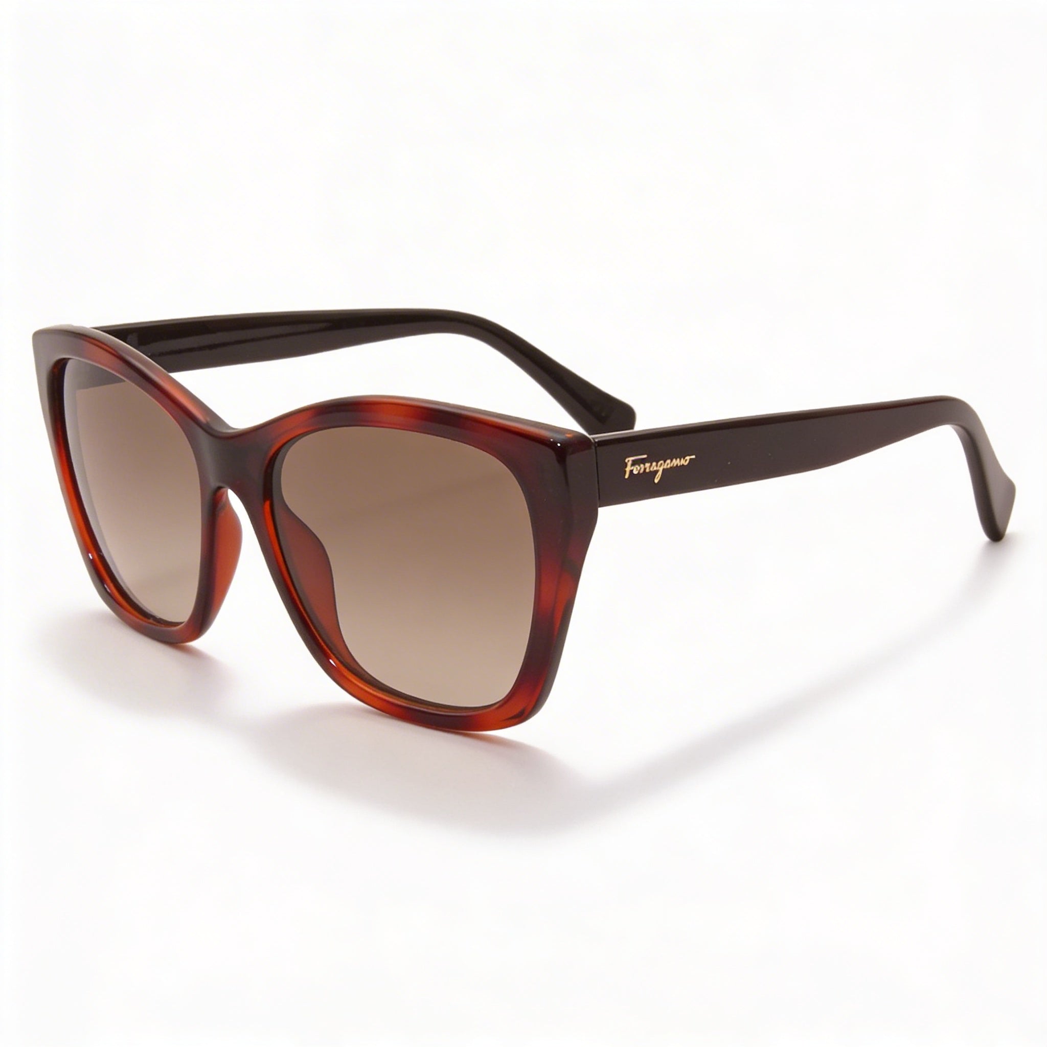 Gafas de Sol Clásicas Ferragamo para Mujer de Plástico Tortuga Marrón No Polarizadas 100% Protección UV 56mm, Photo 1