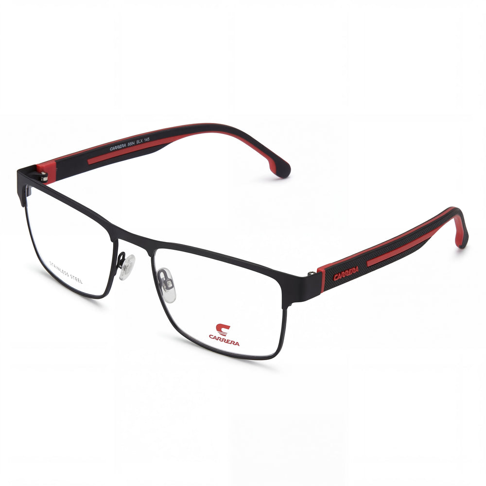 Gafas Carrera Modern 8884 para mujer, montura de aleación de acero en negro mate y rojo, lentes de policarbonato no polarizadas, 57 mm