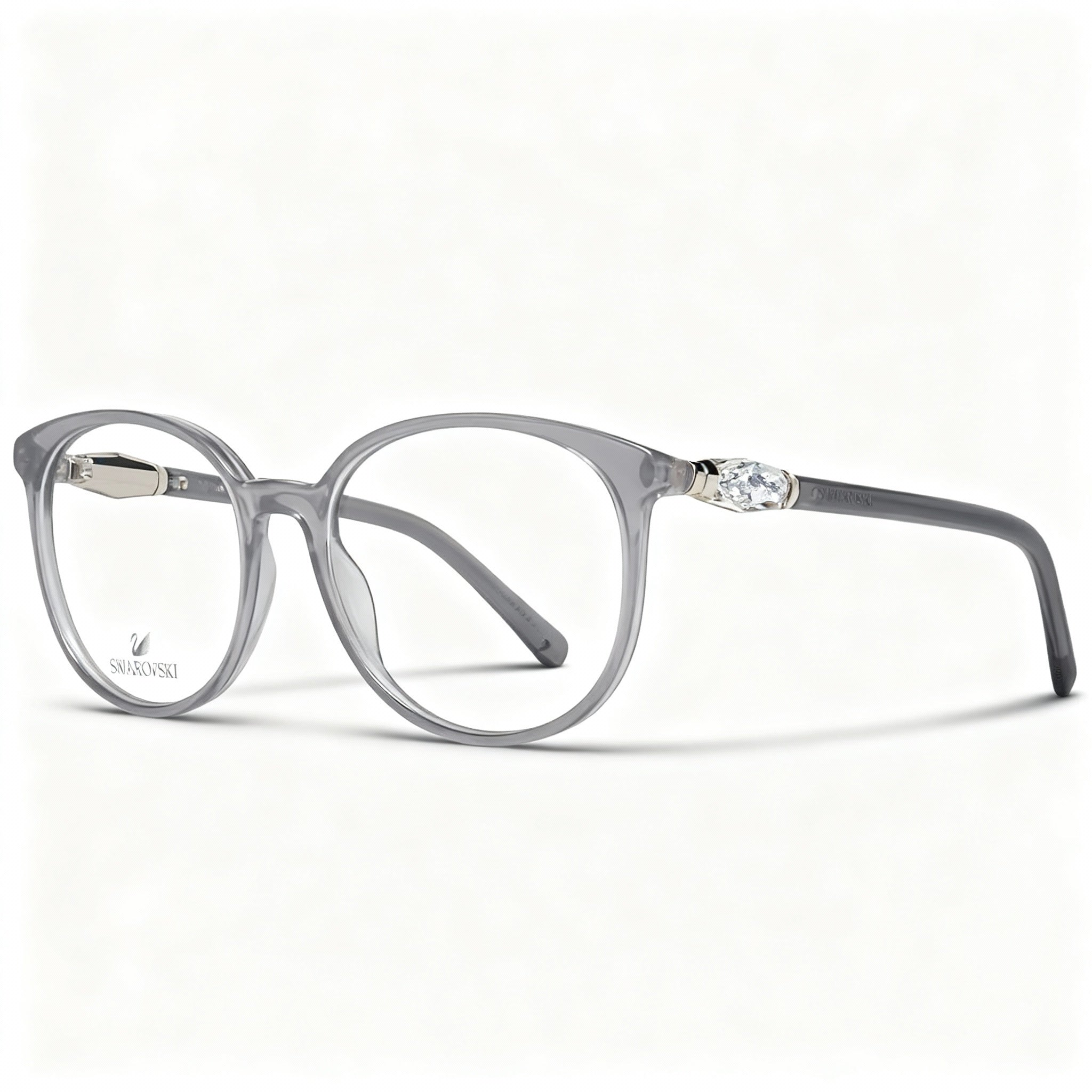 Swarovski SK5310 Women's Round Full-Rim Eyeglasses with Grey Plastic Frame, 52mm Lens, 17mm Bridge, 140mm Temple