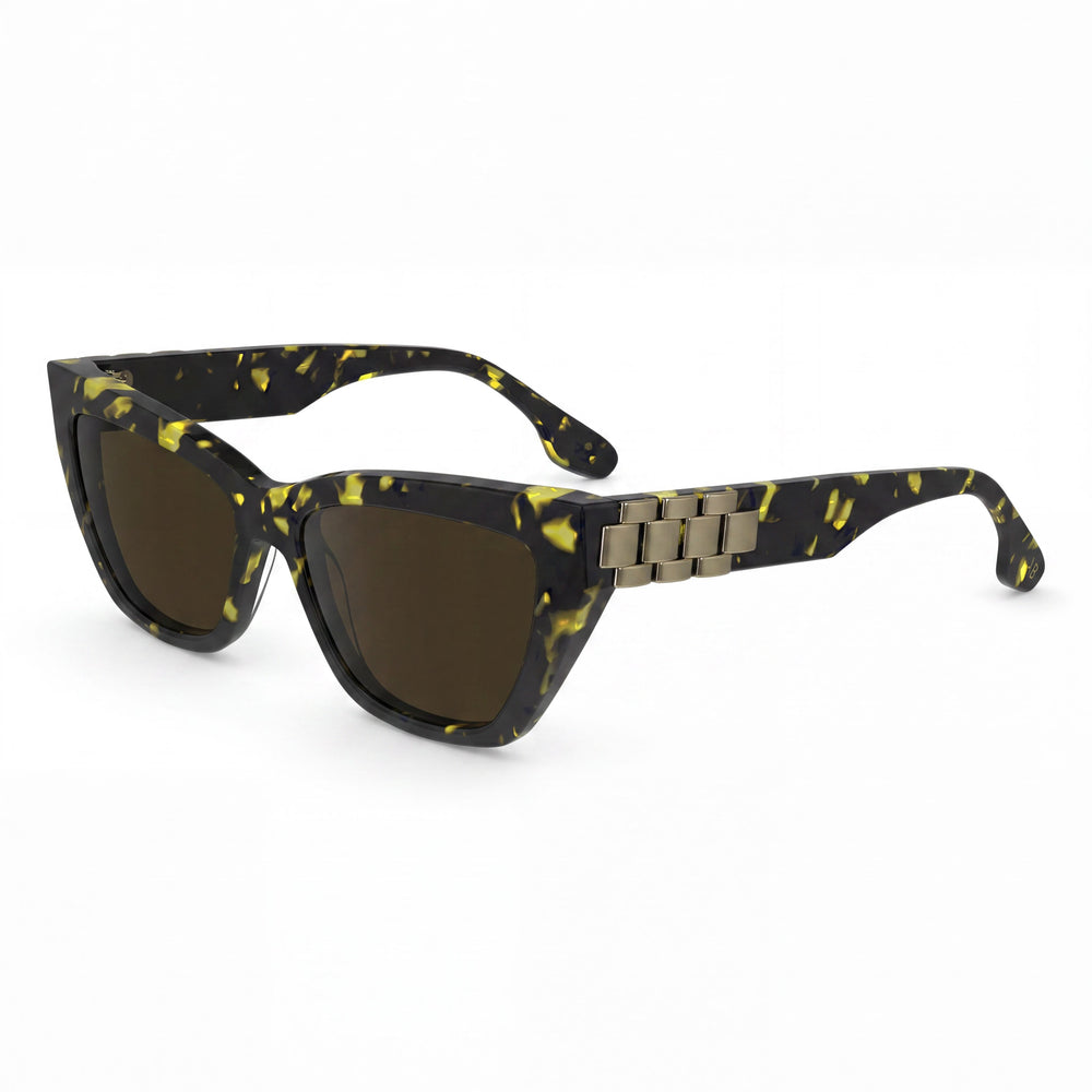 Gafas de sol Victoria Beckham Modern para mujer, color negro, amarillo y habana, de acetato y protección UV, 55 mm