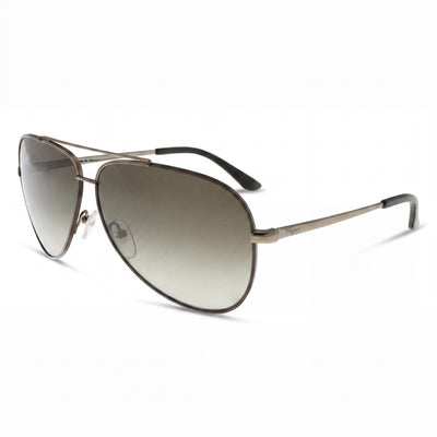 Gafas de sol Ferragamo SF131S 211 para mujer, de metal, estilo aviador, en marrón brillante con esmalte marrón oscuro, con degradado marrón y protección UV, 60 mm