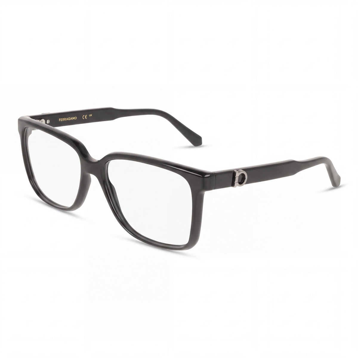 Ferragamo Men's SF3043E Style Black Plastic Frame Ophthalmic Glasses Transparent Lens 57-16-145, Photo 1