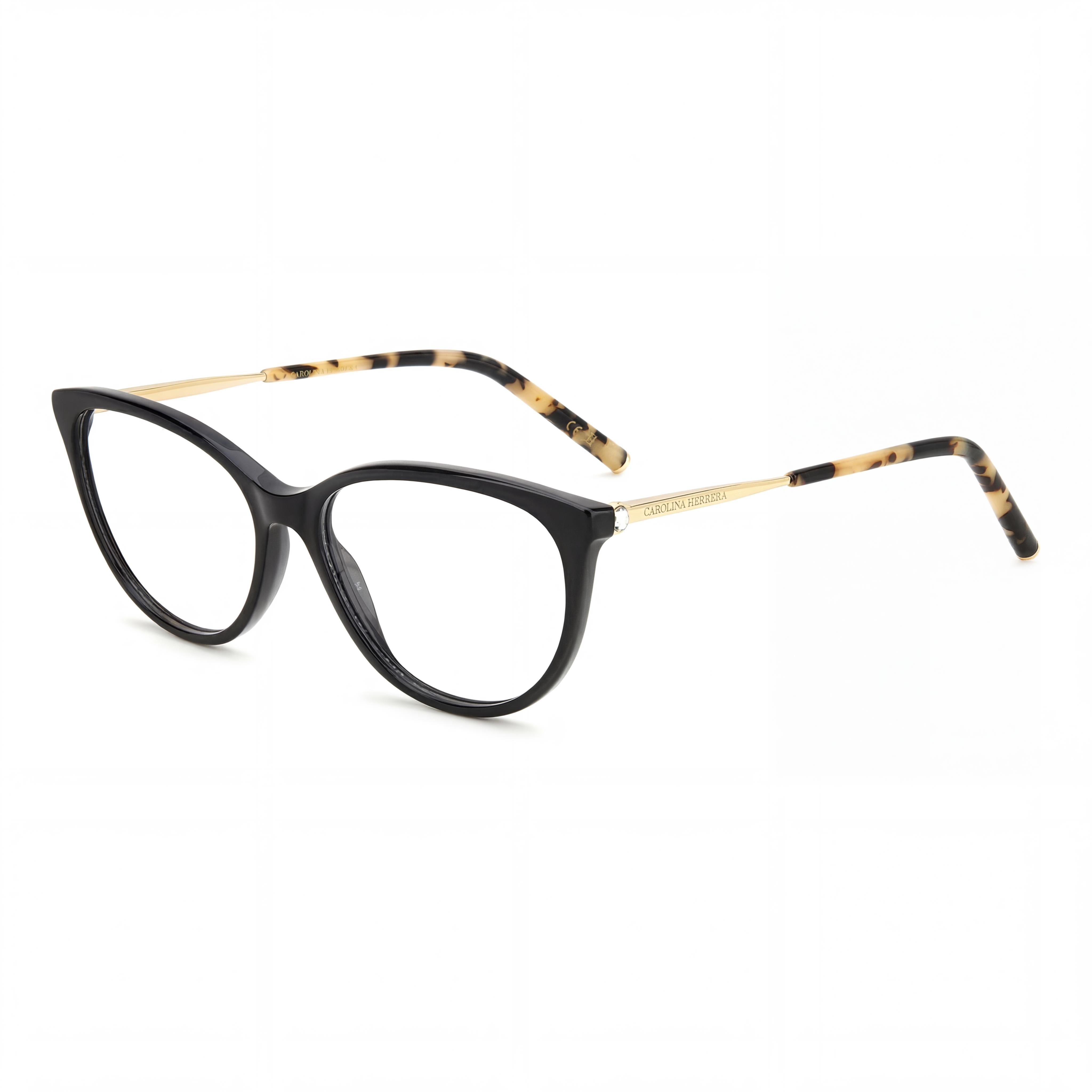 Carolina Herrera Men's Classic Black Gold Plastic Frame Polycarbonate Lens Non-Polarized Sunglasses 55-15-145mm, Photo 1