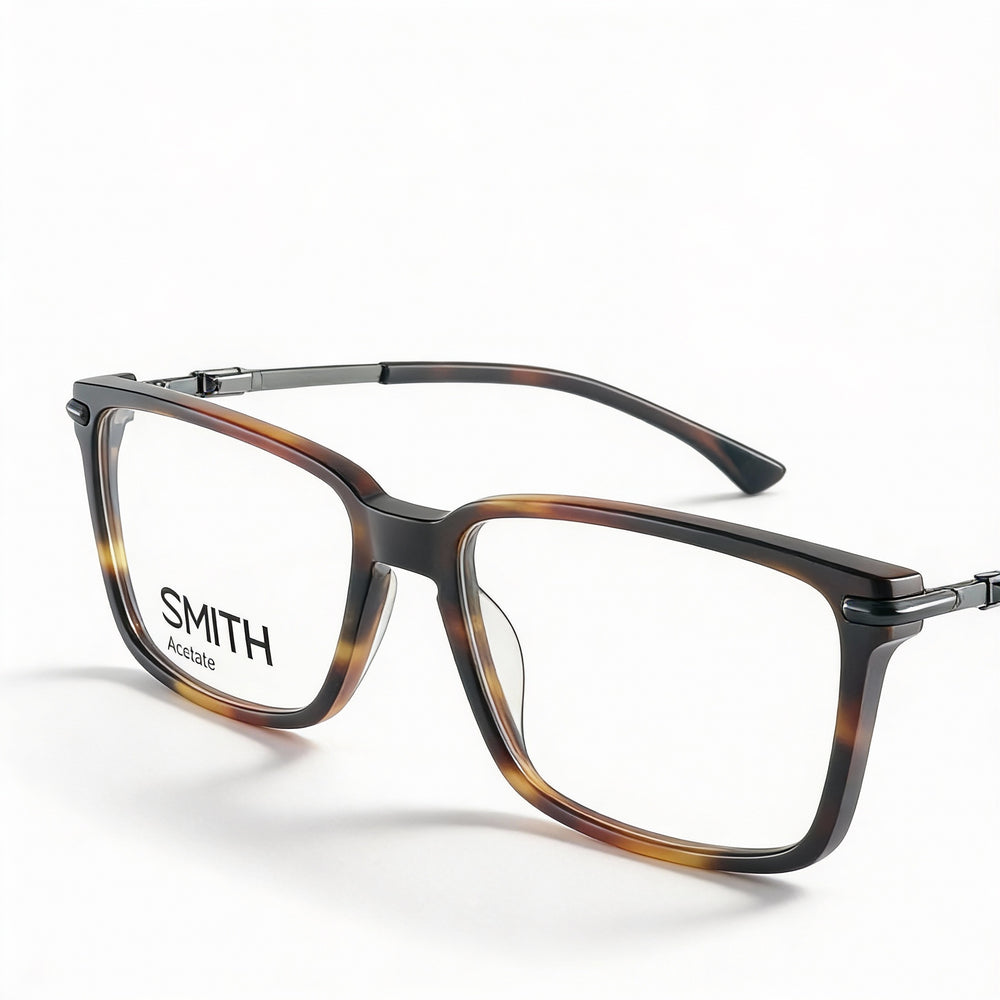 SMITH Classic Men's Matte Dark Havana Plastic Full Rim Rectangular Eyeglasses