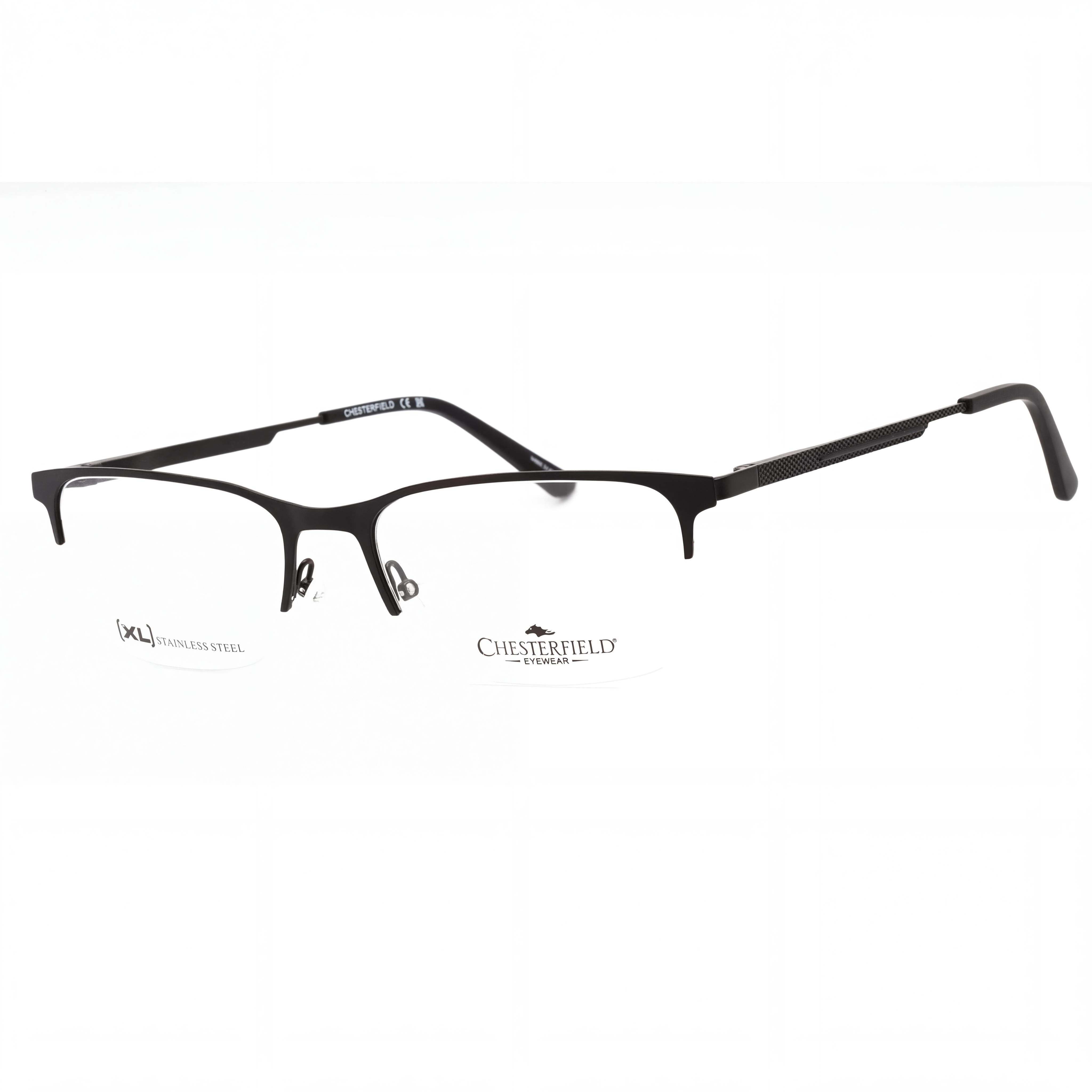 Chesterfield Ch 108xl Armazón de metal negro para hombre con lentes transparentes de policarbonato para gafas 58-19-150, Photo 1