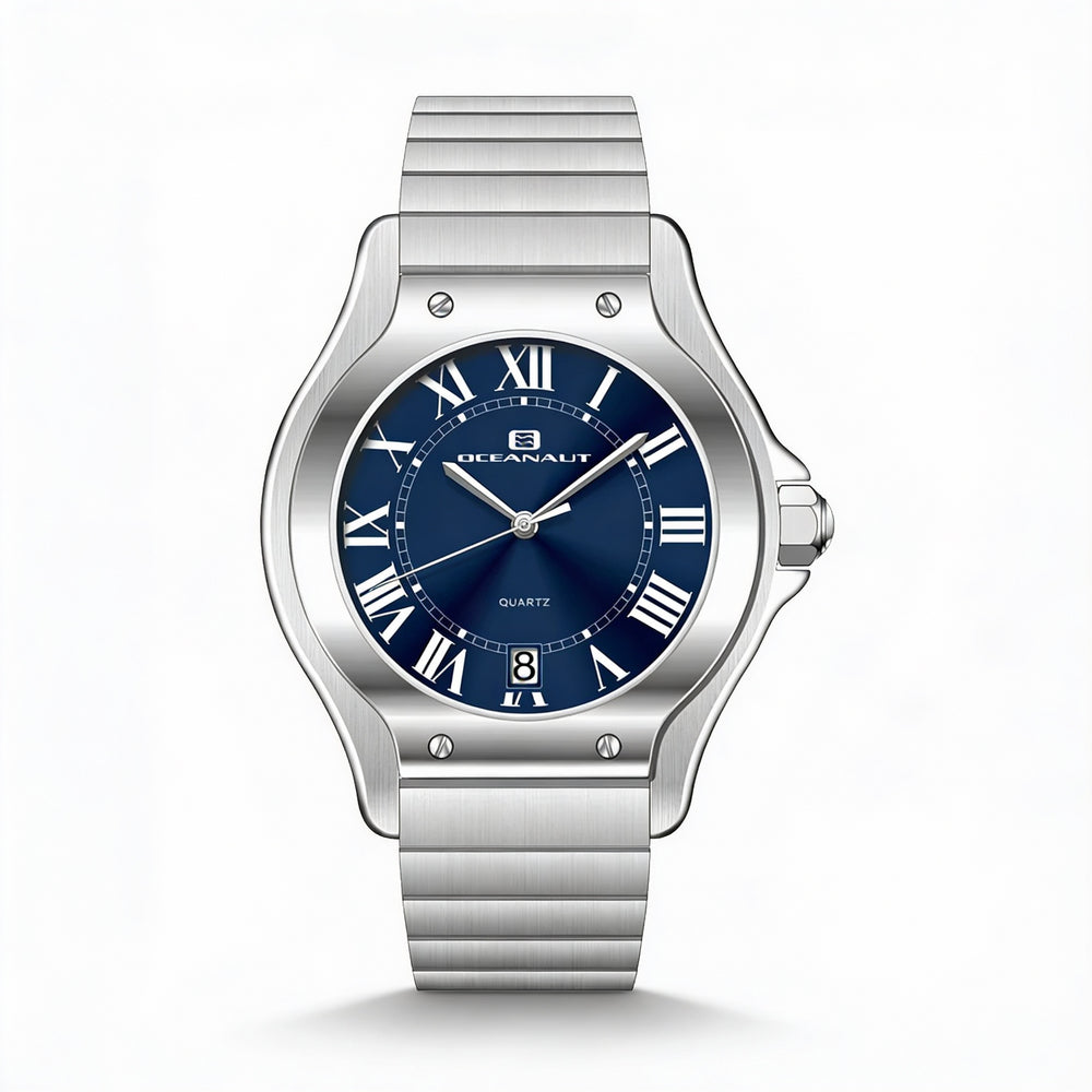 Reloj Oceanaut para mujer con movimiento de cuarzo, acero inoxidable, esfera azul y resistente al agua.