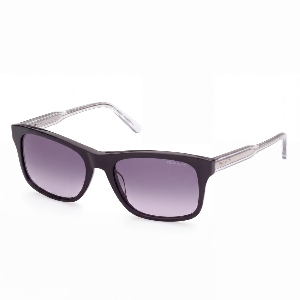 GANT GA719501B57 Men's Plastic Rectangle Sunglasses, Shiny Black Gradient Smoke Frame, Grey Lenses, 100% UVA & UVB, 57mm, Photo 1
