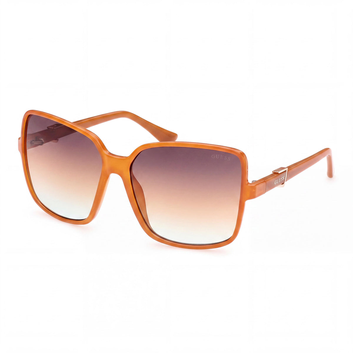 GUESS Women's Plastic Neon Orange Frame Gradient Brown Lens UV400 Non-Polarized Sunglasses 61mm, Photo 1