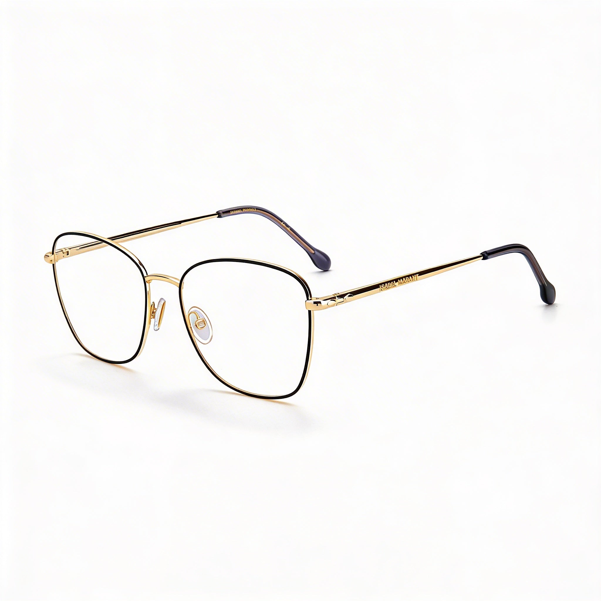 Isabel Marant Classic Women's Eyeglasses with Stainless Steel Frame in Black Gold, 54mm Lens Width, Photo 1