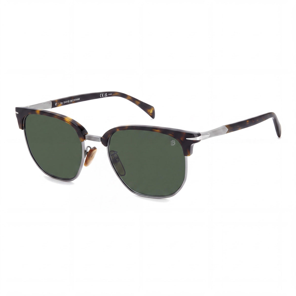 Beckham Classic Men's Havana Ruthenium Metal Non-Polarized Sunglasses, Green Lens 54, Photo 1