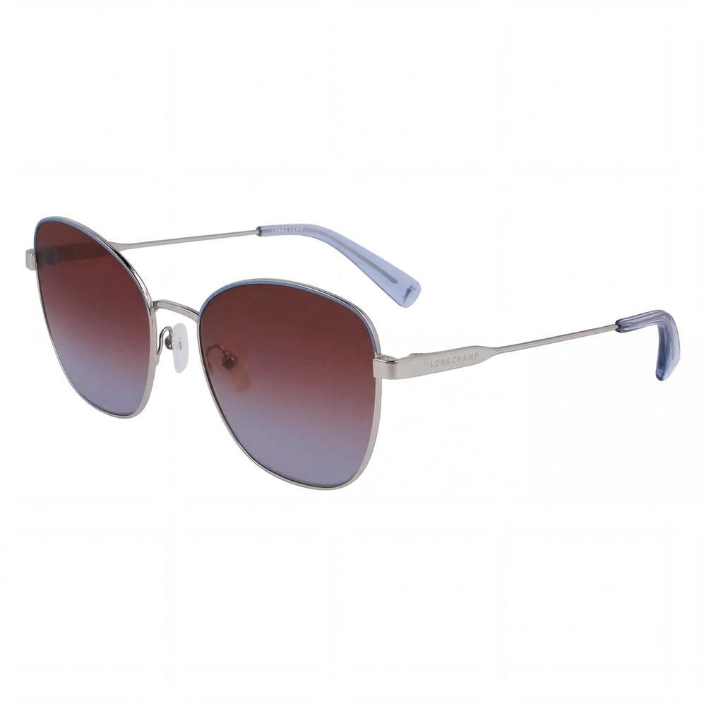 Gafas de sol Longchamp LO164S para mujer, estilo casual, con montura de acero de aleación azul plateado, no polarizadas, 57 mm