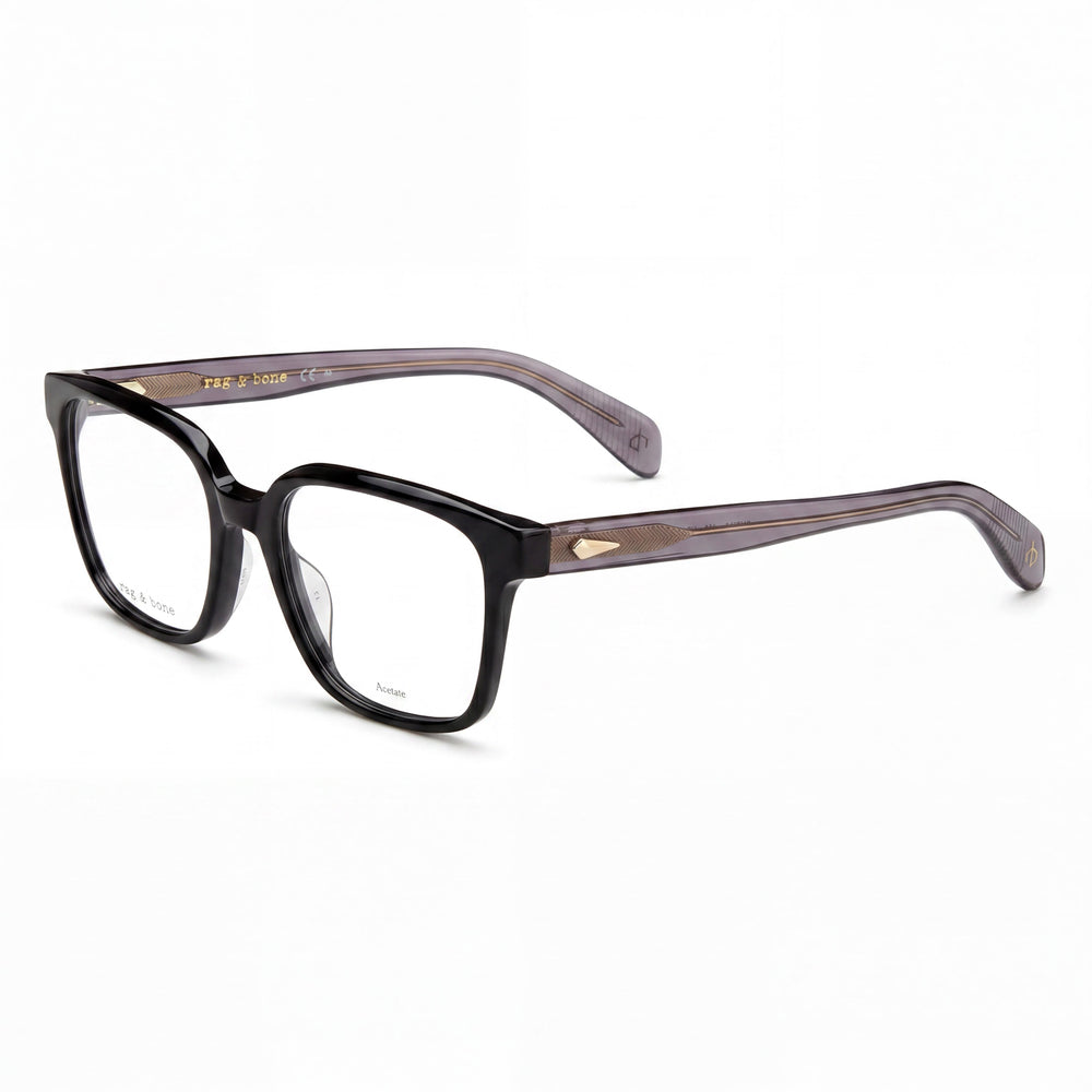 Gafas de sol Rag &amp; Bone RNB3045 para hombre, montura de acetato negro con lentes de policarbonato (demo, 52-18-140 mm)
