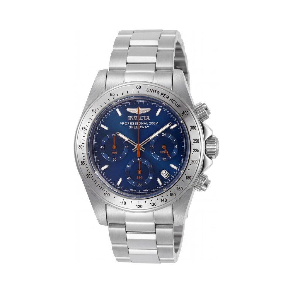 Reloj Invicta Speedway 27770 para hombre, cronógrafo de cuarzo, doble huso horario, acero inoxidable, esfera azul, 39,5 mm