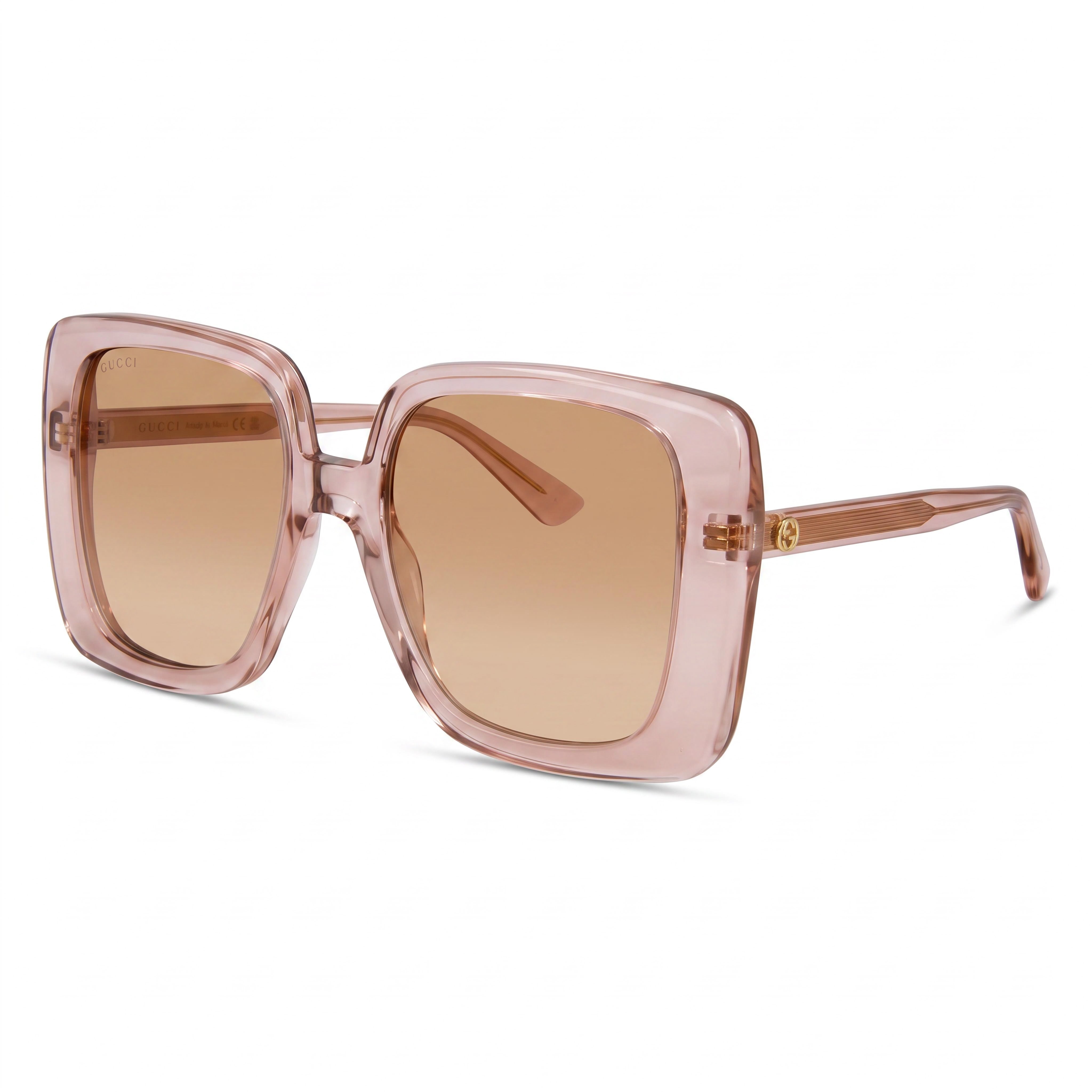 Gafas de sol Gucci Gg1314s-005 para mujer, cuadradas, de acetato reciclado, beige, marrón y dorado, con protección UV, no polarizadas, 55 mm, Photo 1