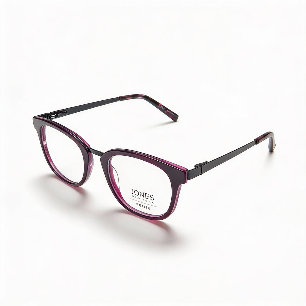 Gafas de sol Jones New York J234 Petite para hombre, color morado y negro, con montura de plástico y carey, lentes de 47 mm, puente de 19 mm, patillas de 135 mm