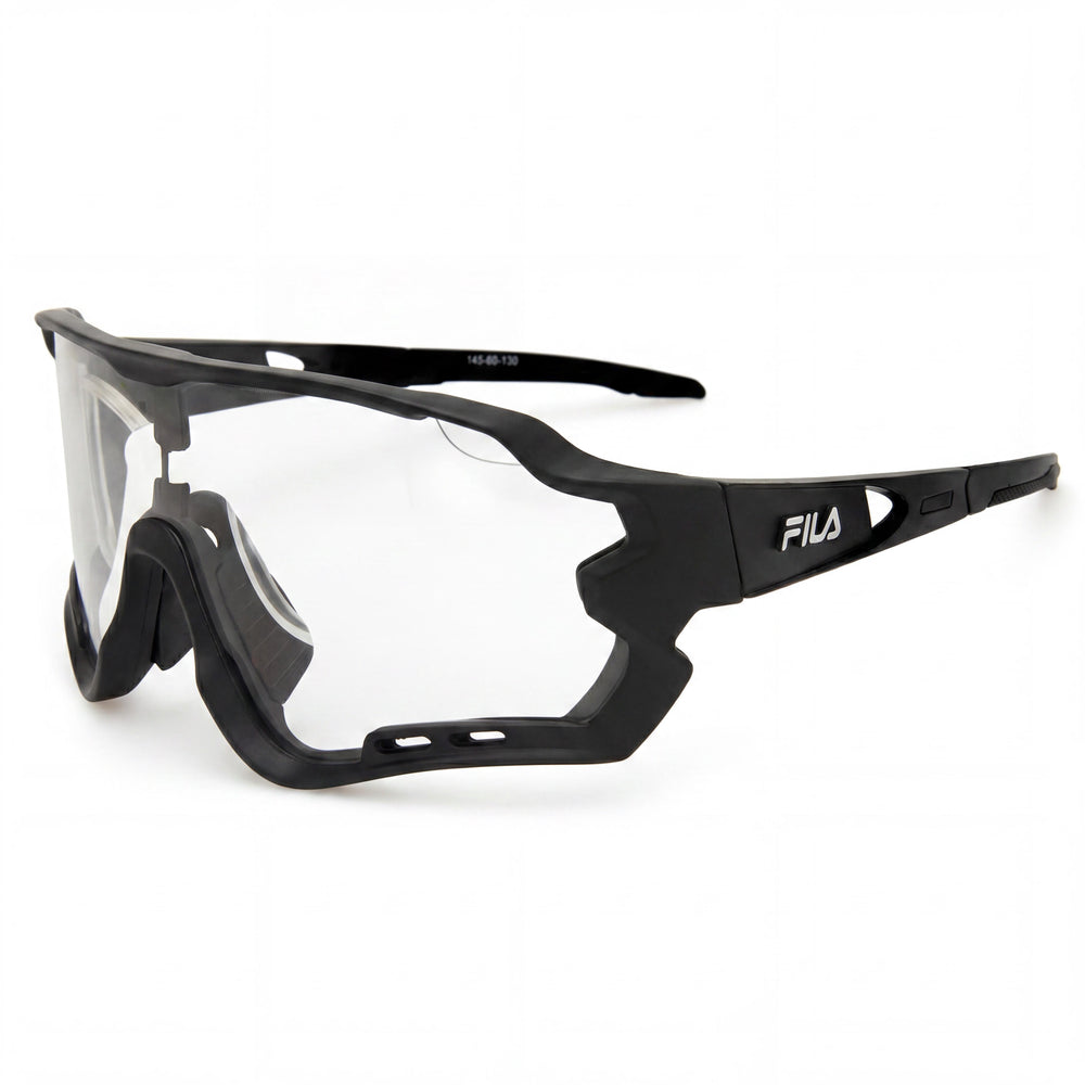 Fila Sfi112 - Gafas de sol para hombre, ligeras, con montura de plástico negro y lentes de acetato, con protección UV