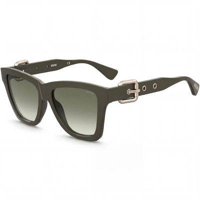 Gafas de sol Moschino Casual para mujer, cuadradas, con montura verde militar degradada y lentes verde militar de 54 mm con protección UV