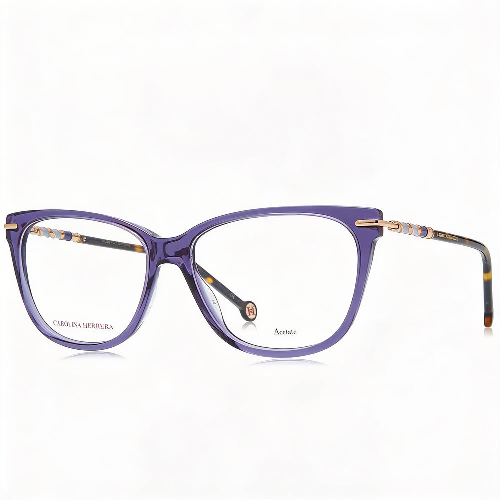 Gafas de Sol Modernas para Mujer Carolina Herrera con Montura de Acetato y Lentes de Policarbonato en Violet Havana - Lente de 56 mm