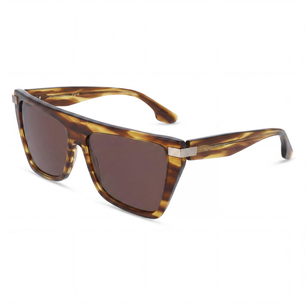 Gafas de sol Victoria Beckham Vb684s para mujer, montura de rayas color tabaco, lentes de 57 mm, puente de 15 mm, patillas de 140 mm