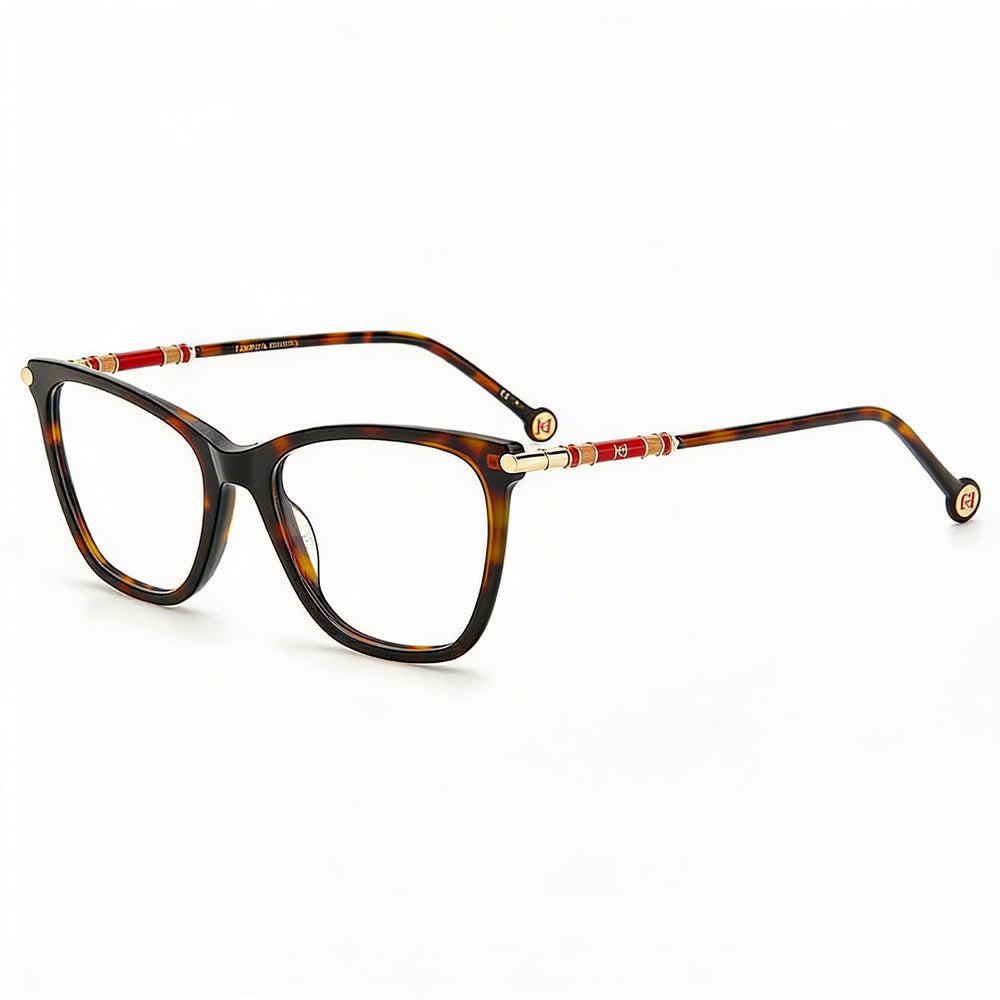 Carolina Herrera Ch 0028 Women's Full Rim Cat Eye Plastic Havana Frame Eyewear with Havana Lenses 53mm