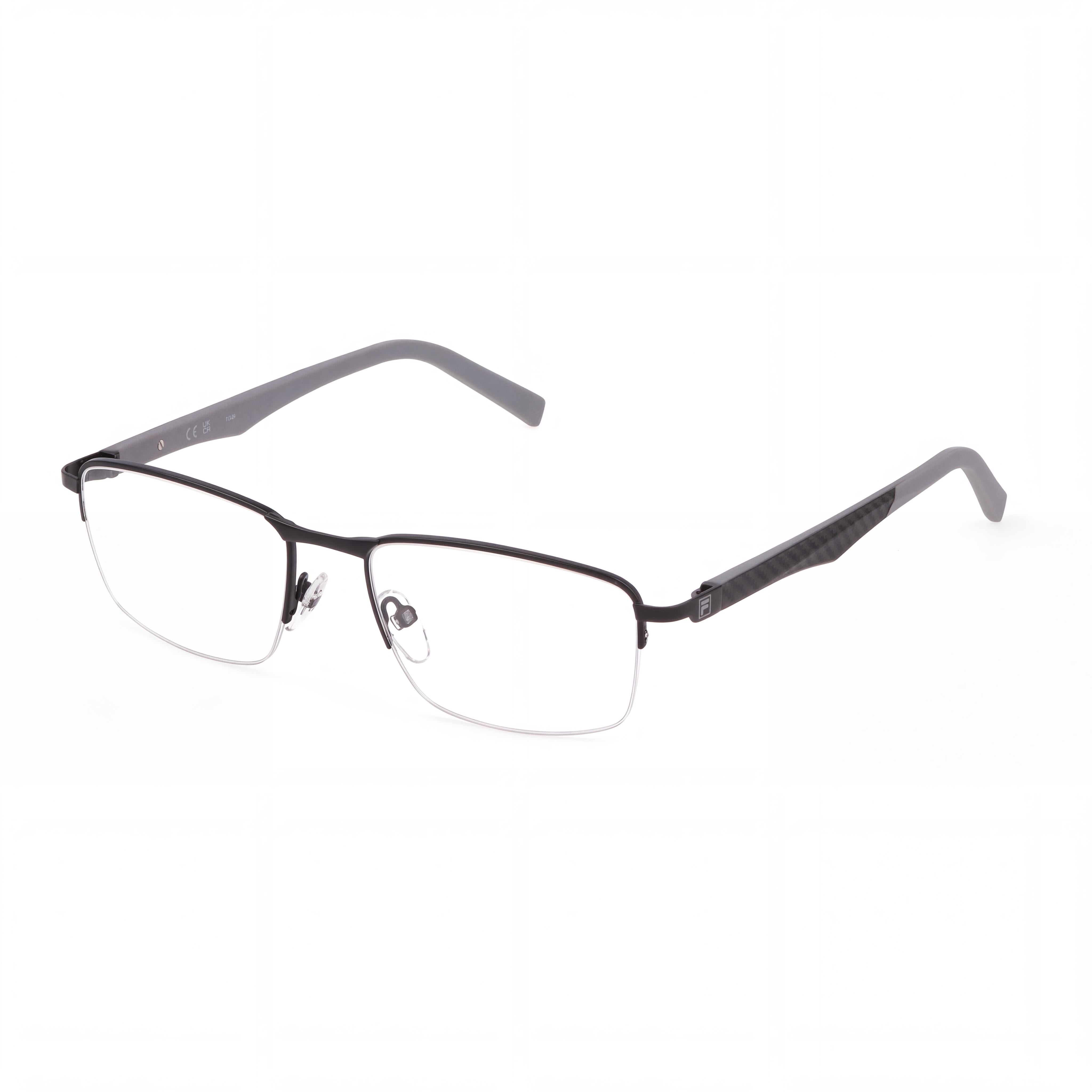 Fila classical Men's Stainless Steel Eyeglasses Semi Matt Black 55-18-140 with Clear Demo Lenses, Prescription Ready, Photo 1