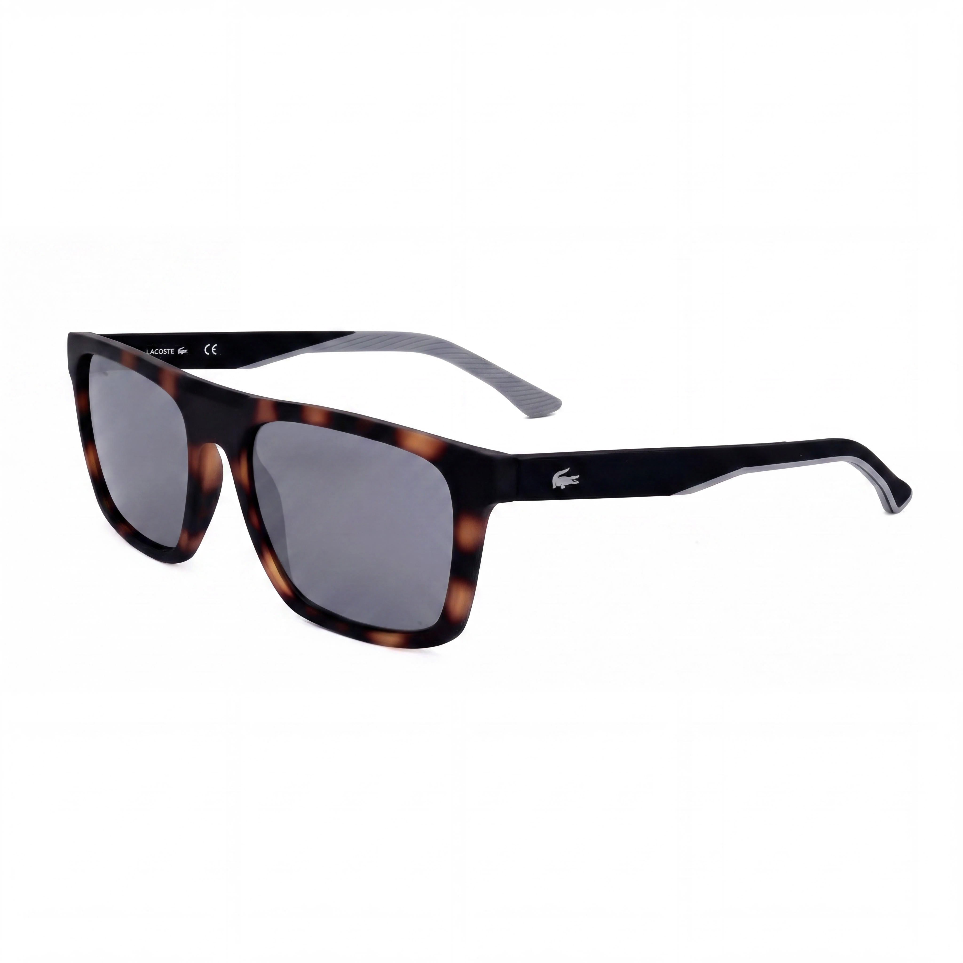 Lacoste L957s Men's Matte Havana Plastic Sunglasses, Solid Grey Mirror, Non-Polarized, UV Protection 56mm, Photo 1