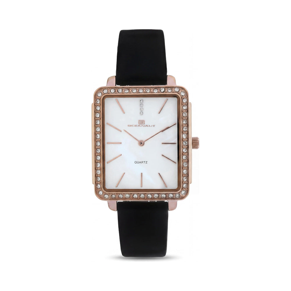 Reloj cronógrafo Oceanaut para mujer con esfera blanca y movimiento de cuarzo, resistente al agua hasta 3 ATM y cristal mineral resistente a arañazos.
