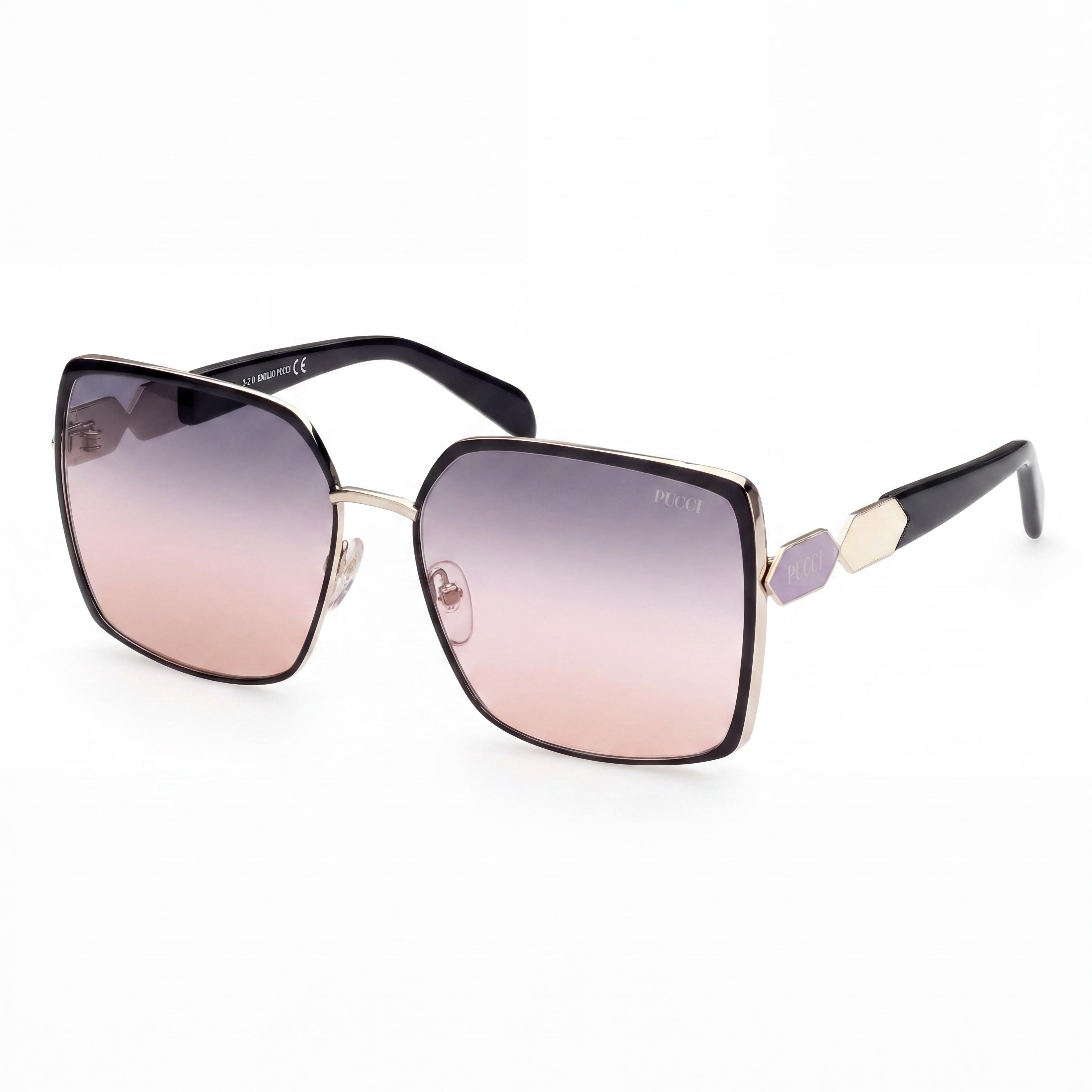 Emilio Pucci Ep0169 Women's Black Gradient Smoke Acetate UV-Protected Non-Polarized Sunglasses 60mm, Photo 1
