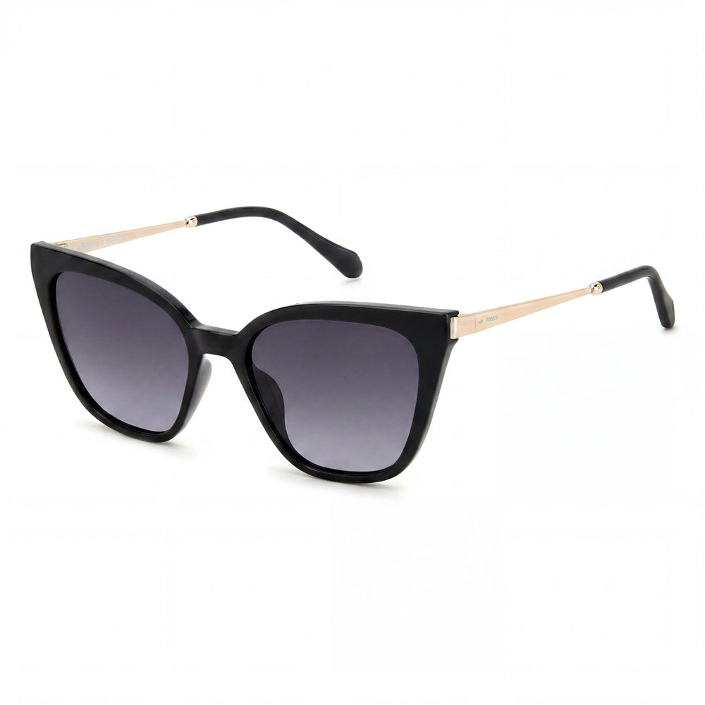 Fossil Contemporary Women's Black Grey Plastic Sunglasses with Dark Grey Shaded Lenses and UV Protection 50mm