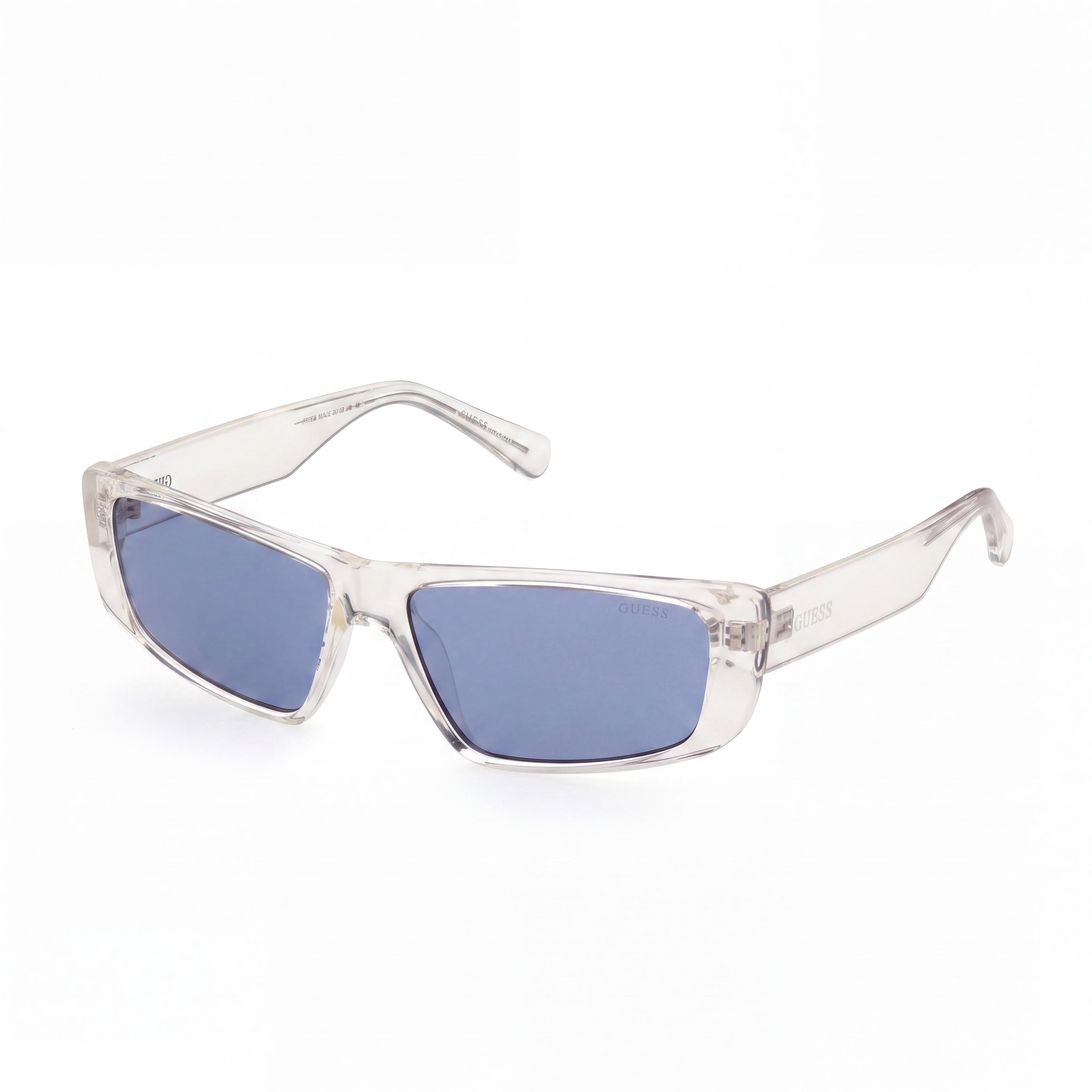 GUESS Gu823126v58 Unisex Rectangular Style Crystal Plastic Frame Blue Lens UV Protected Sunglasses 58mm, Photo 1